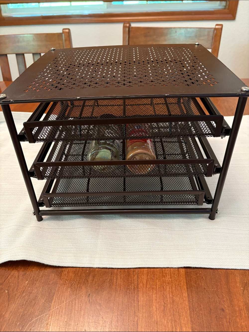 Metal Mesh 3-Drawer spice organizer- Dark Brown - Picture 4 of 4